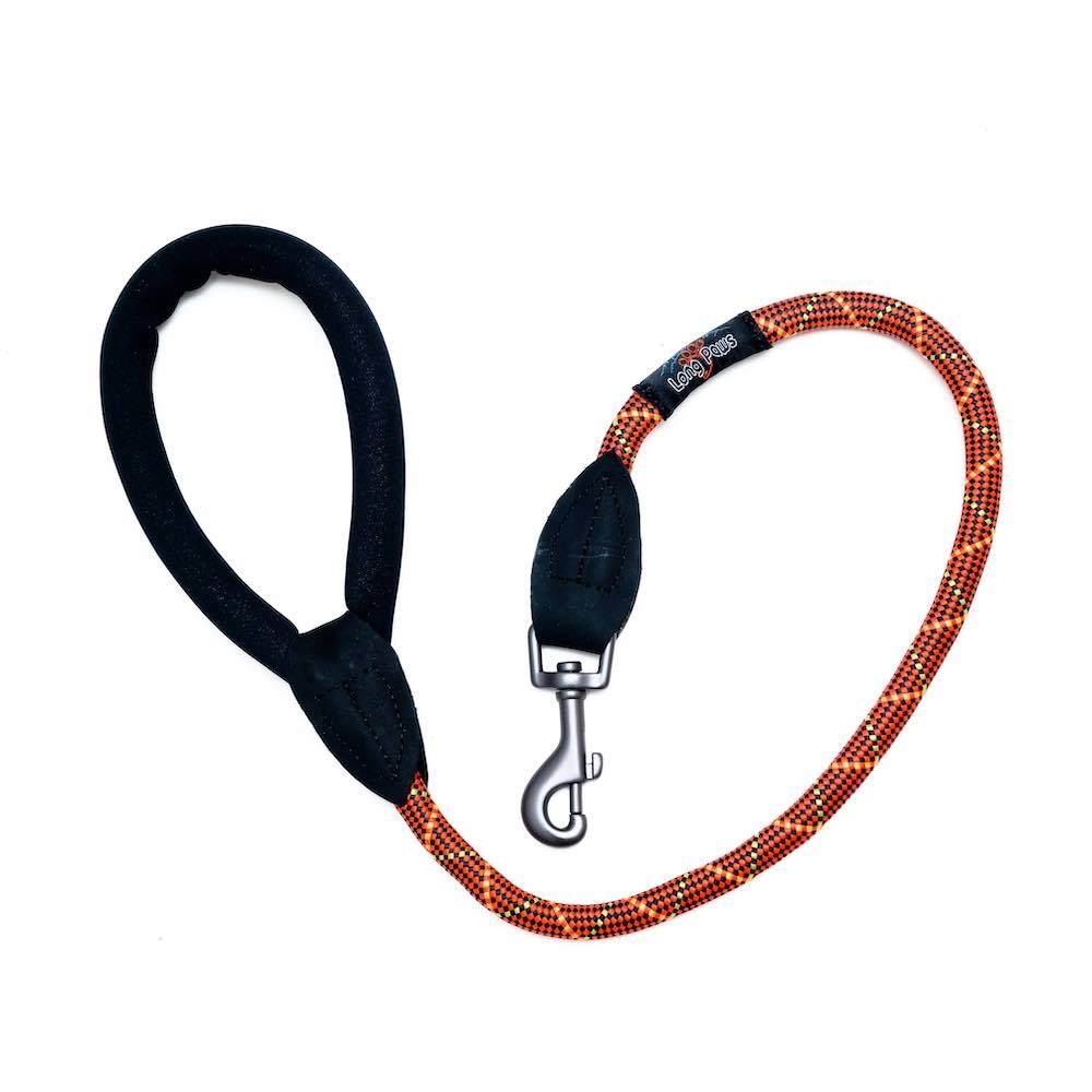 Comfort Padded Rope Leash (Mark 2) – Trigger Clip – Dog Lead 80cm – 32in – Orange – Unisex – Long Paws