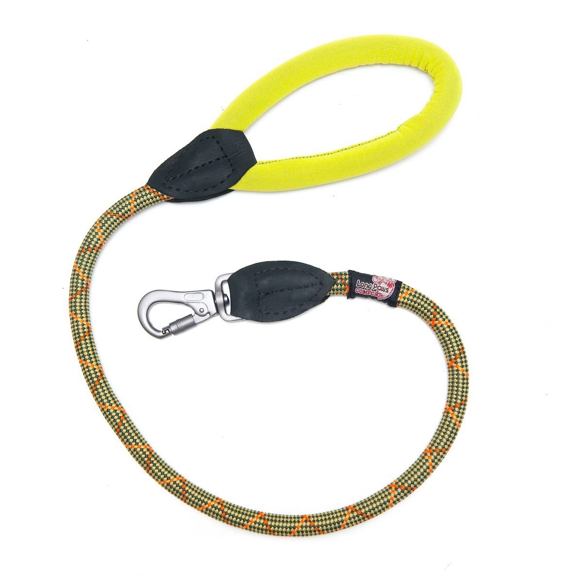 Comfort Padded Rope Leash (Mark 1) – Locking Clip – Dog Lead 75cm – 30in – Green – Unisex – Long Paws