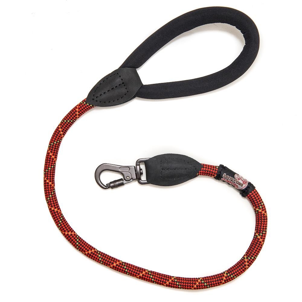 Comfort Padded Rope Leash (Mark 1) – Locking Clip – Dog Lead 75cm – 30in – Orange – Unisex – Long Paws
