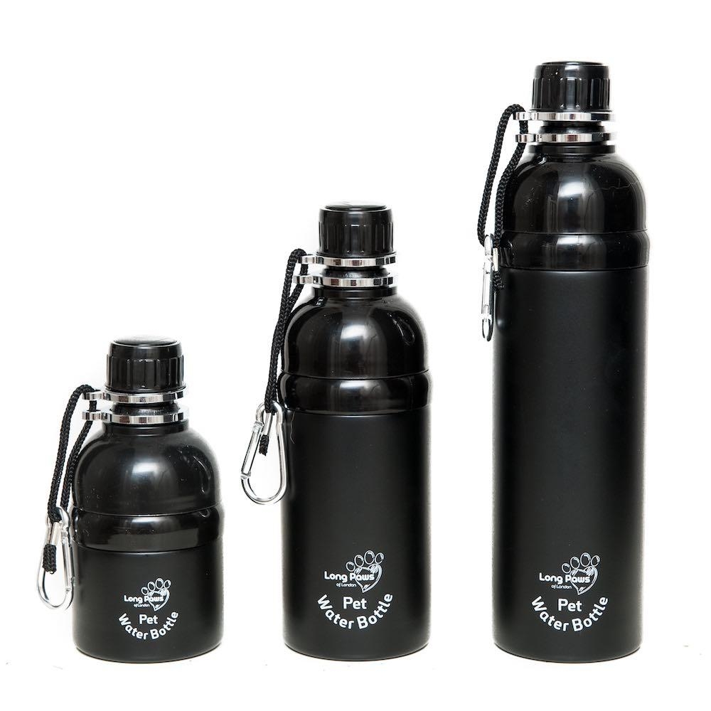 Long Paws – Stainless Steel – Lick ‘n Flow – Dog Water Bottle – Dog Flask – Dog Bottle 250ml – Black – Unisex