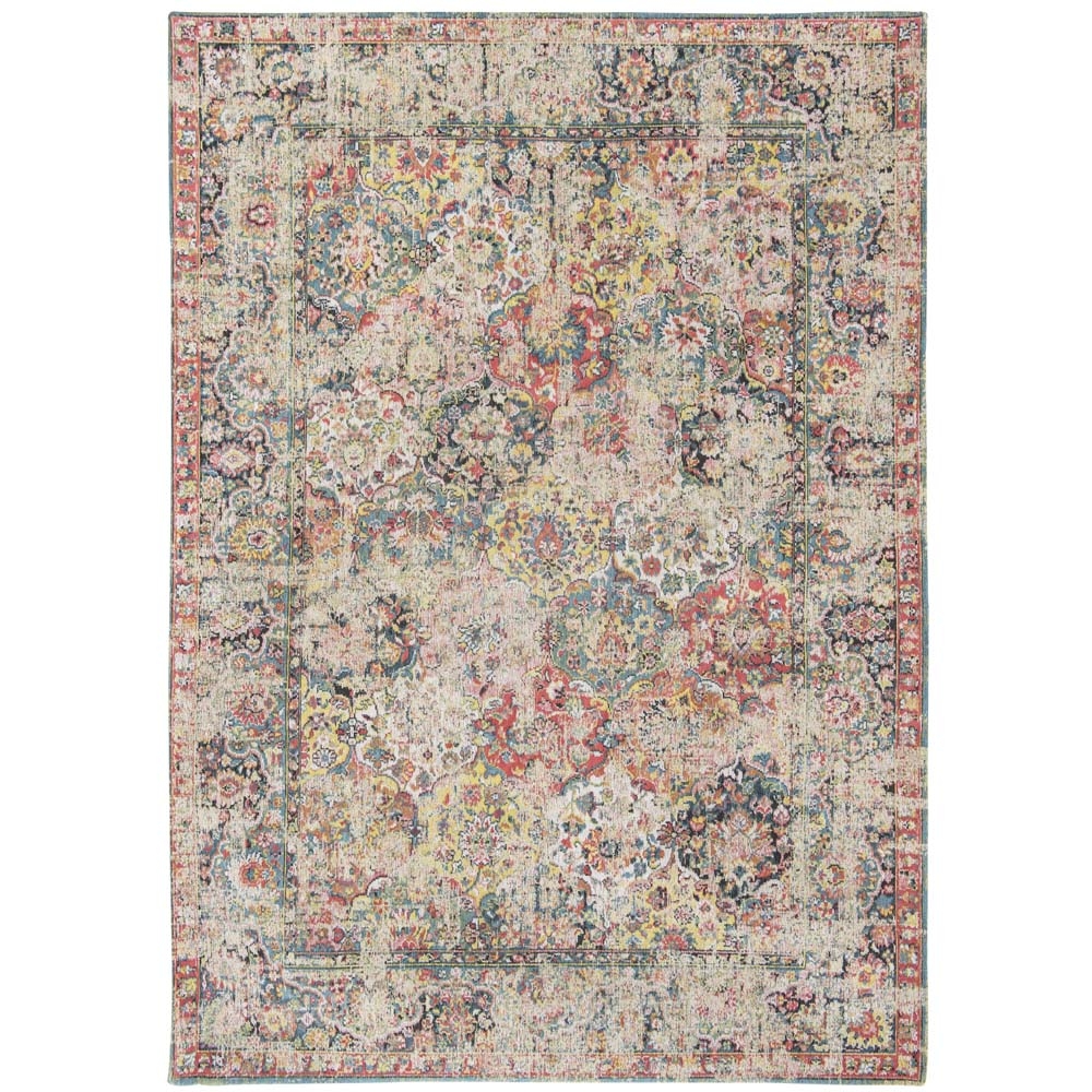 Louis De Poortere – Antique Bakhtiara Rug – 8712 Janiserry Multi – 140 x 200 – Beige / Pink – 100% Cotton – 140cm