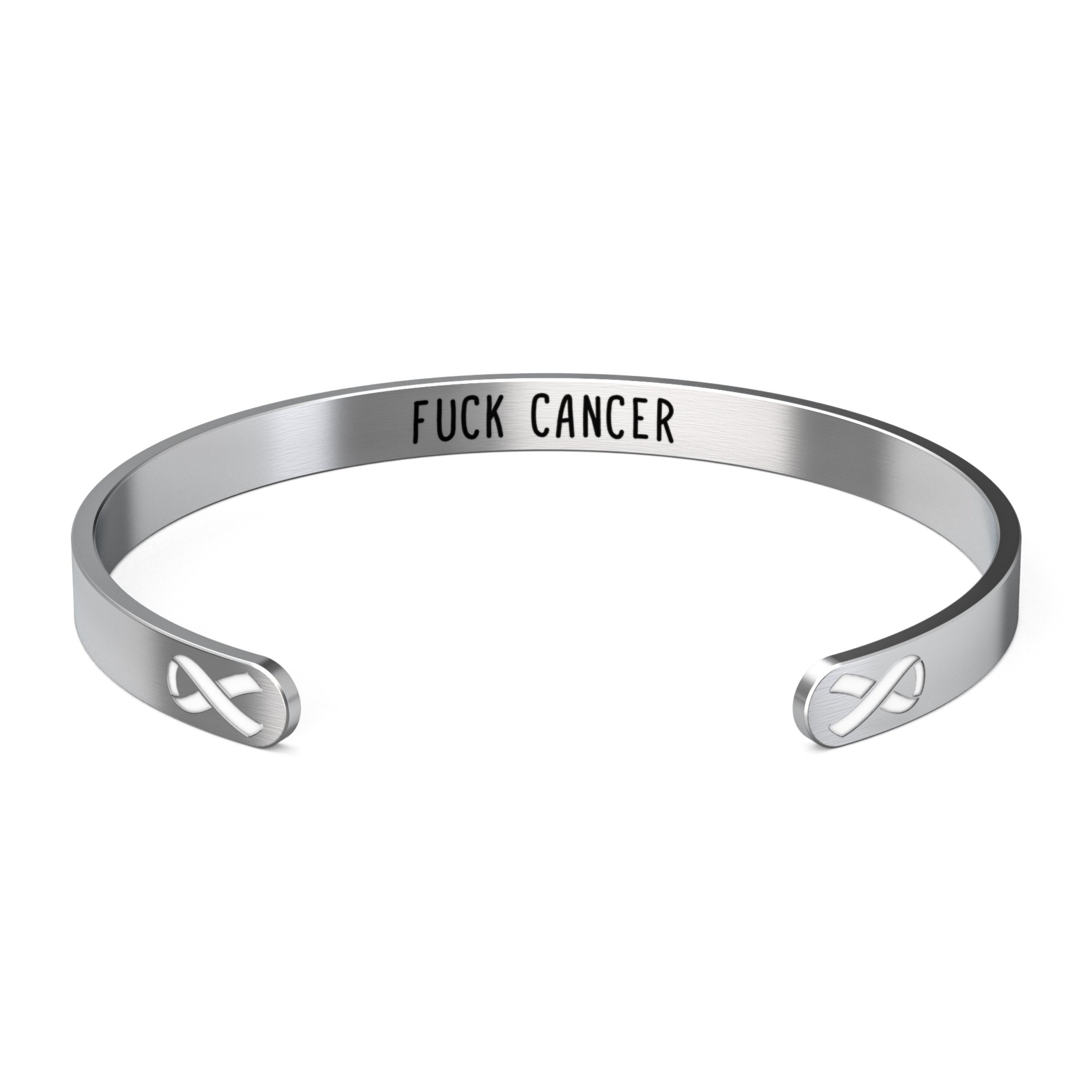 Lung Cancer Awareness Bracelet – White Ribbon – “Funk Cancer” – Happy Kisses