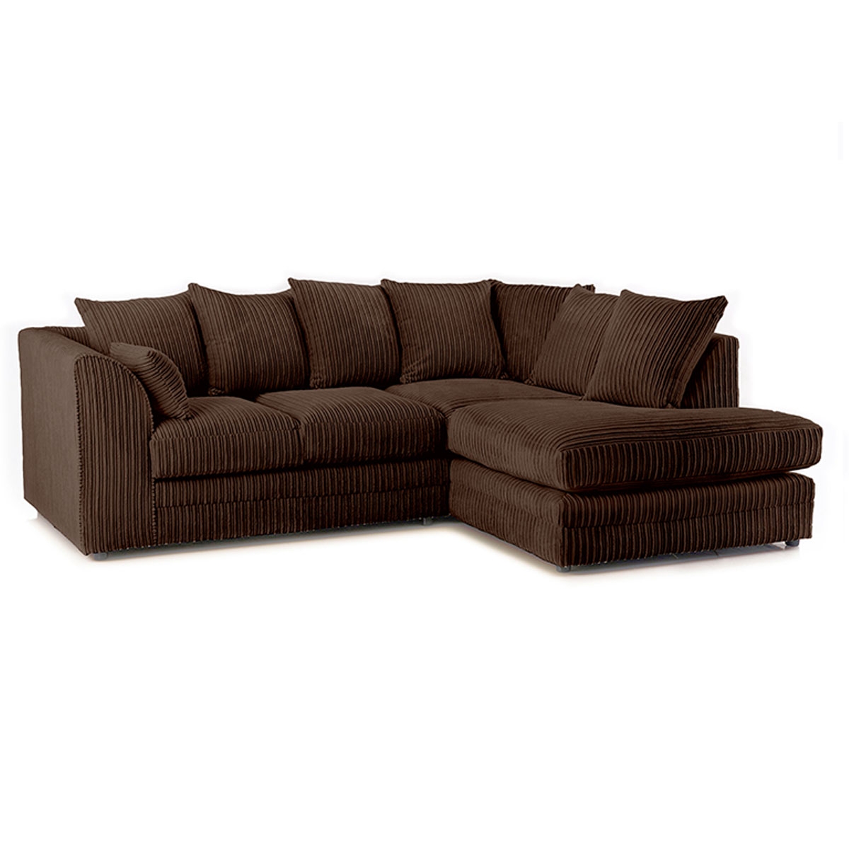 Oxford Full Jumbo Cord 4 Seater Corner Sofa – Scatterback – Chocolate – Right Hand Facing – The Online Sofa Shop