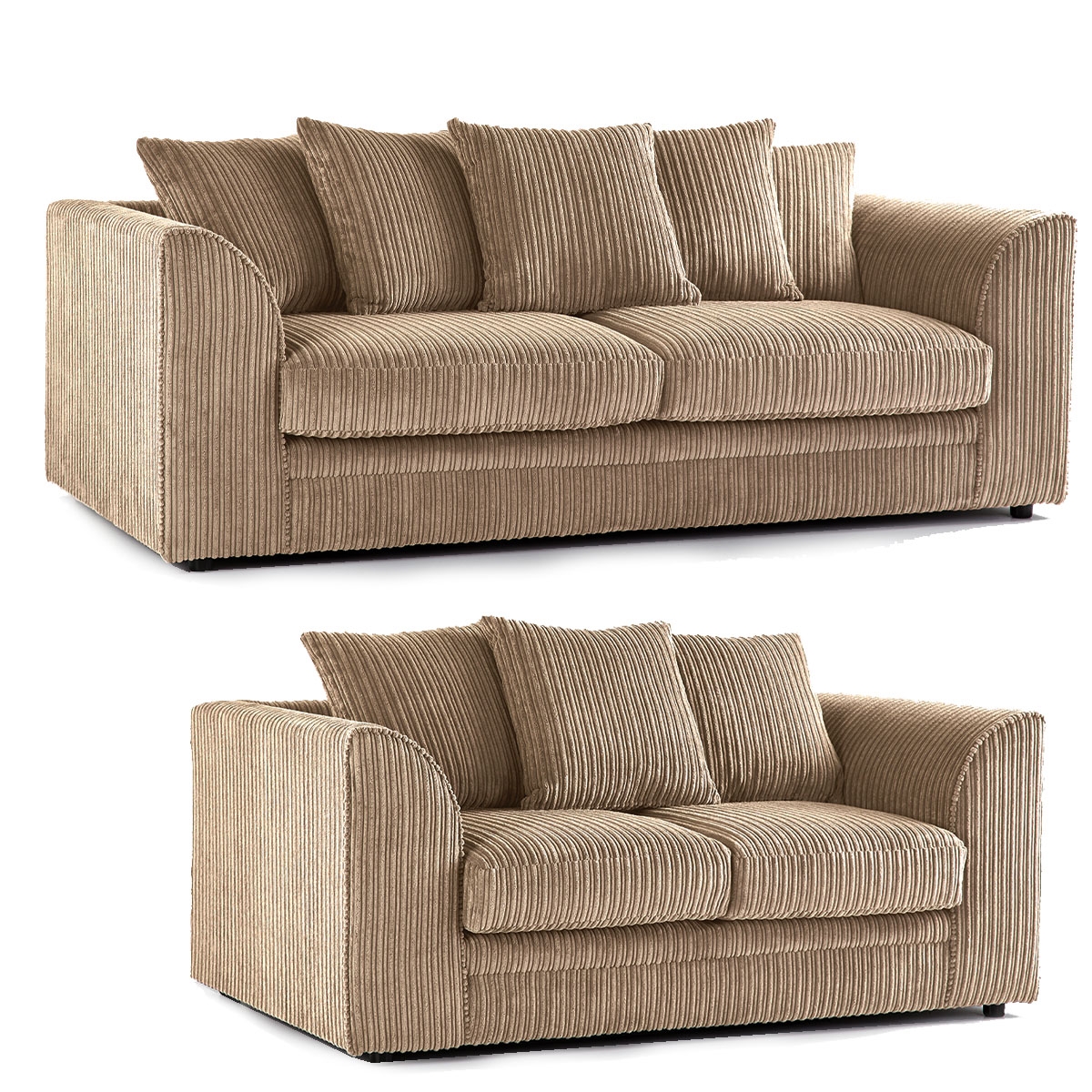 Oxford Full Jumbo Cord Sofa Set – Scatterback – Coffee – The Online Sofa Shop