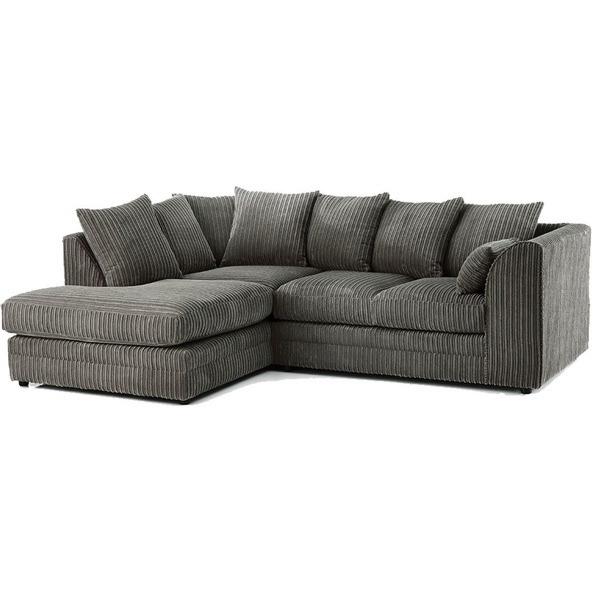 Oxford Full Jumbo Cord 4 Seater Corner Sofa – Scatterback – Grey – Left Hand Facing – The Online Sofa Shop