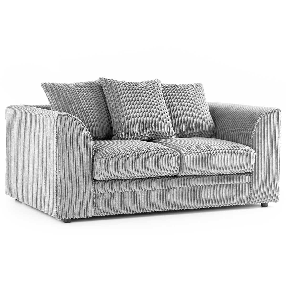 Oxford Full Jumbo Cord 2 Seater – Scatter Back – Silver – The Online Sofa Shop