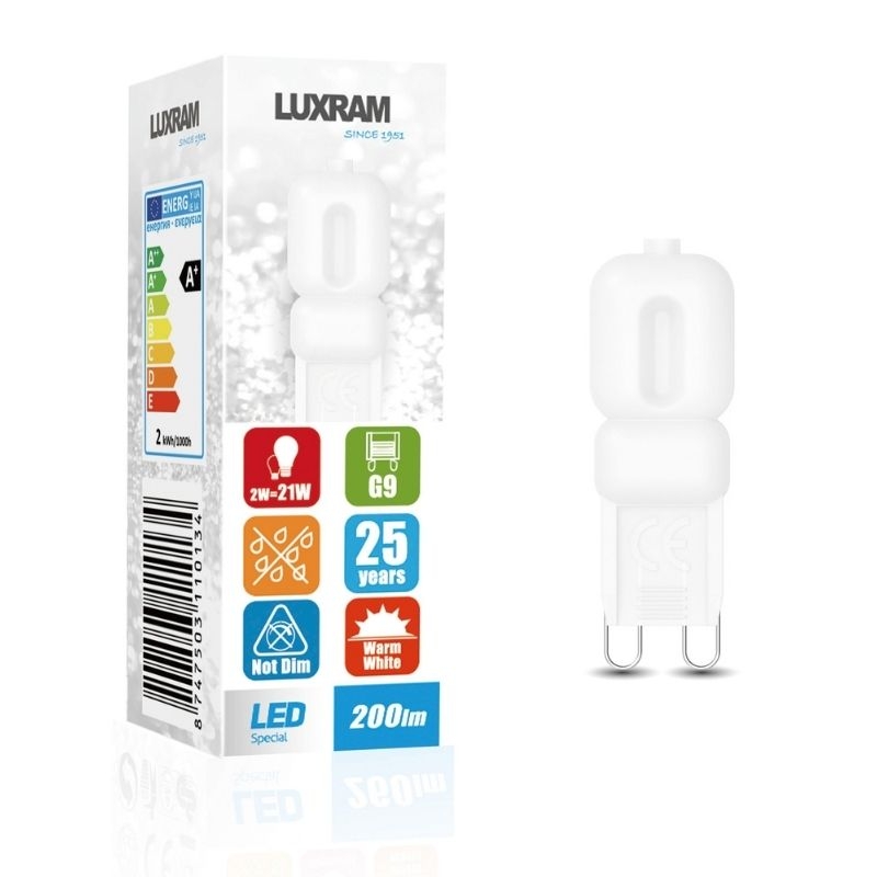 Luxram CapsuLED G9 2W 3000K Warm White – 200lm – Frosted Finish 750311013 (3LT512G) – CapsuLED Bulb – Luxram – Daz Lighting