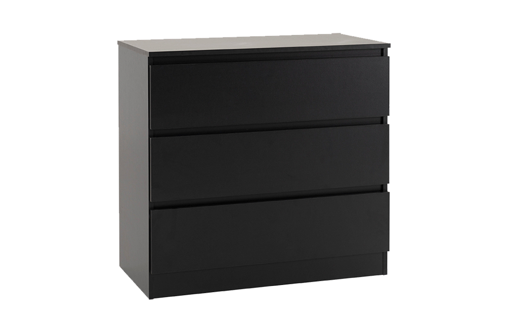 Malvern 3 Drawer Chest – Black – Furnishop