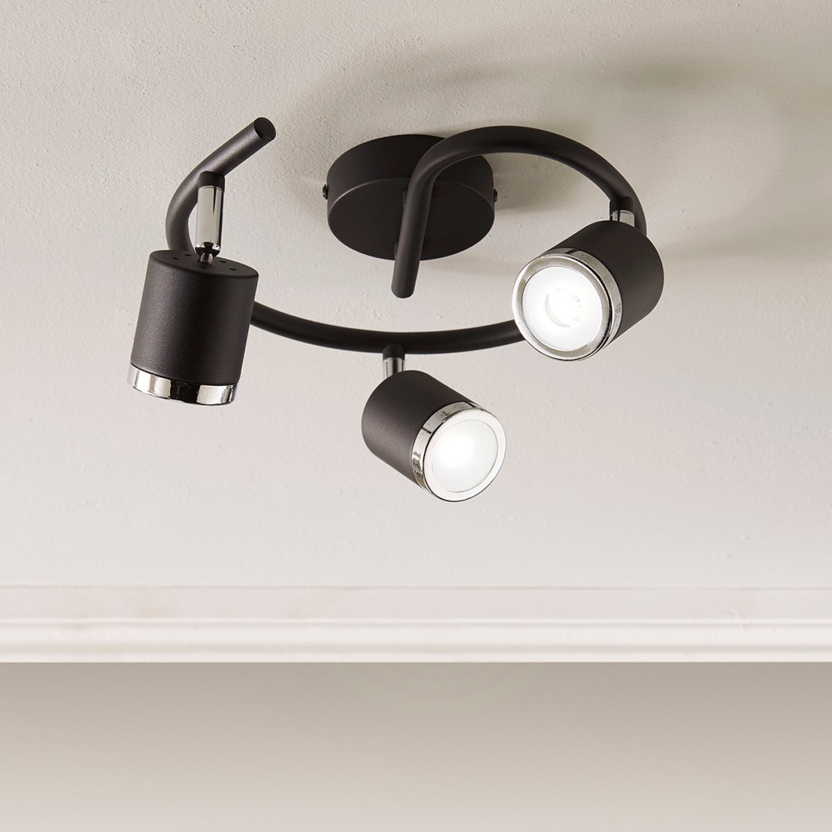 Black Or White Swirl Triple LED Ceiling Spotlight Black – By CGC Interiors