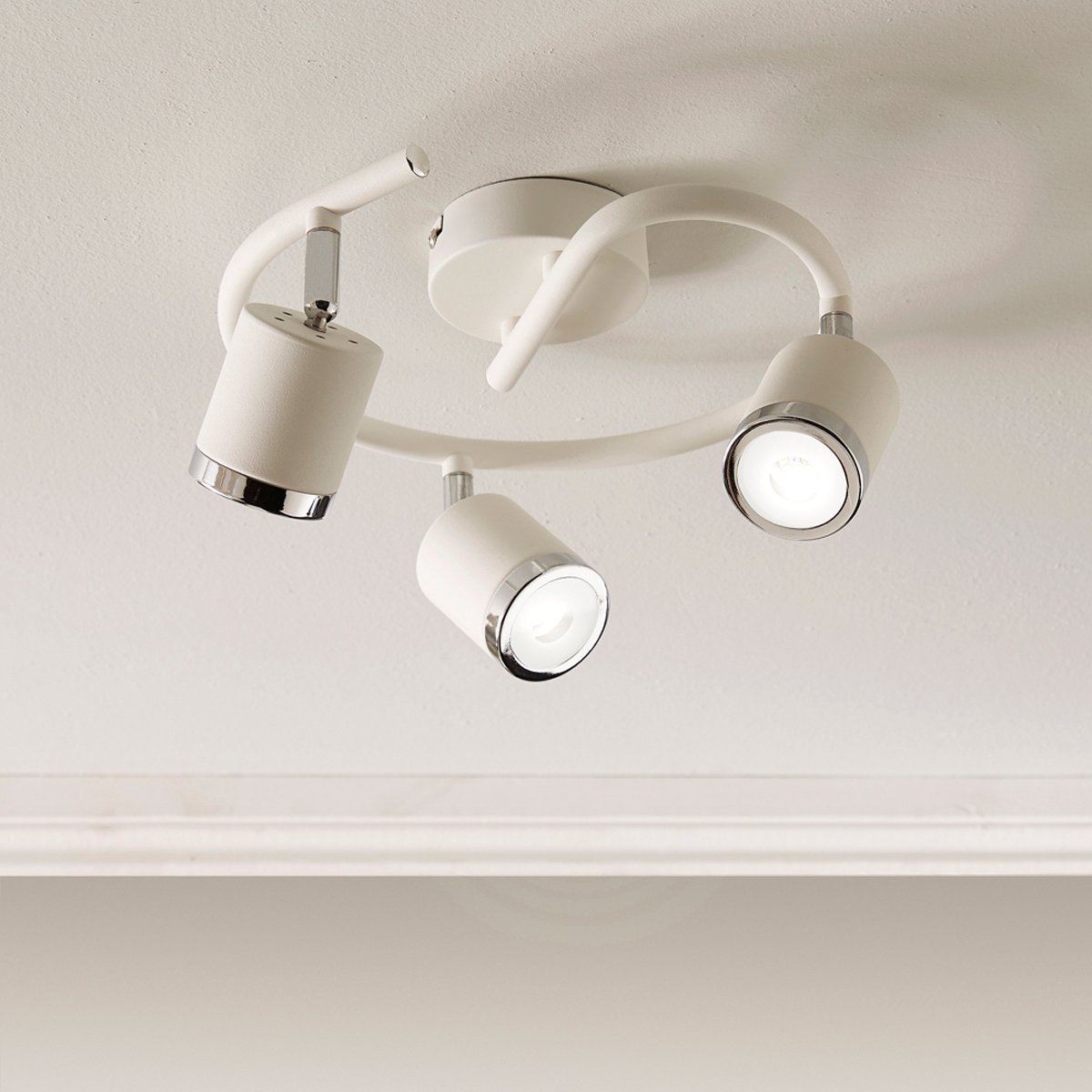 Black Or White Swirl Triple LED Ceiling Spotlight White – By CGC Interiors