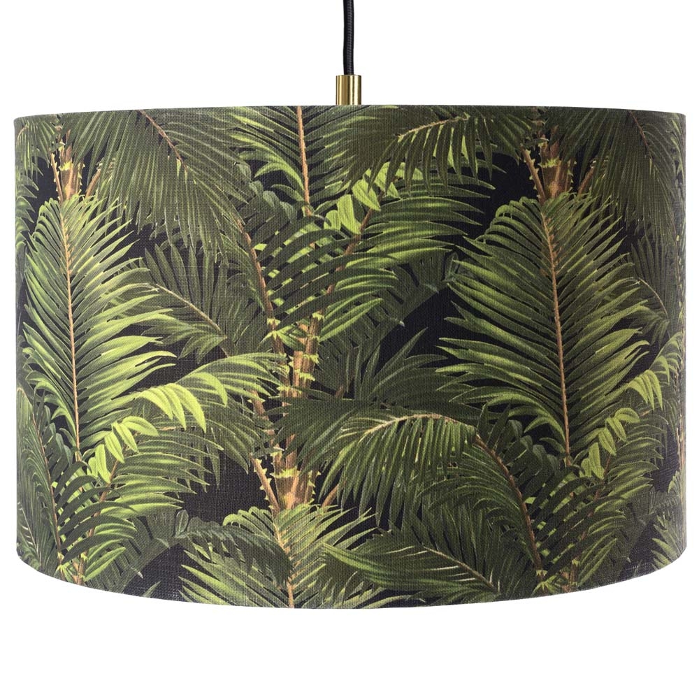 MINDTHEGAP – Jardin Tropical Pendant Light – Black / Green – Linen / Metallic Gold – 22cm x35cm