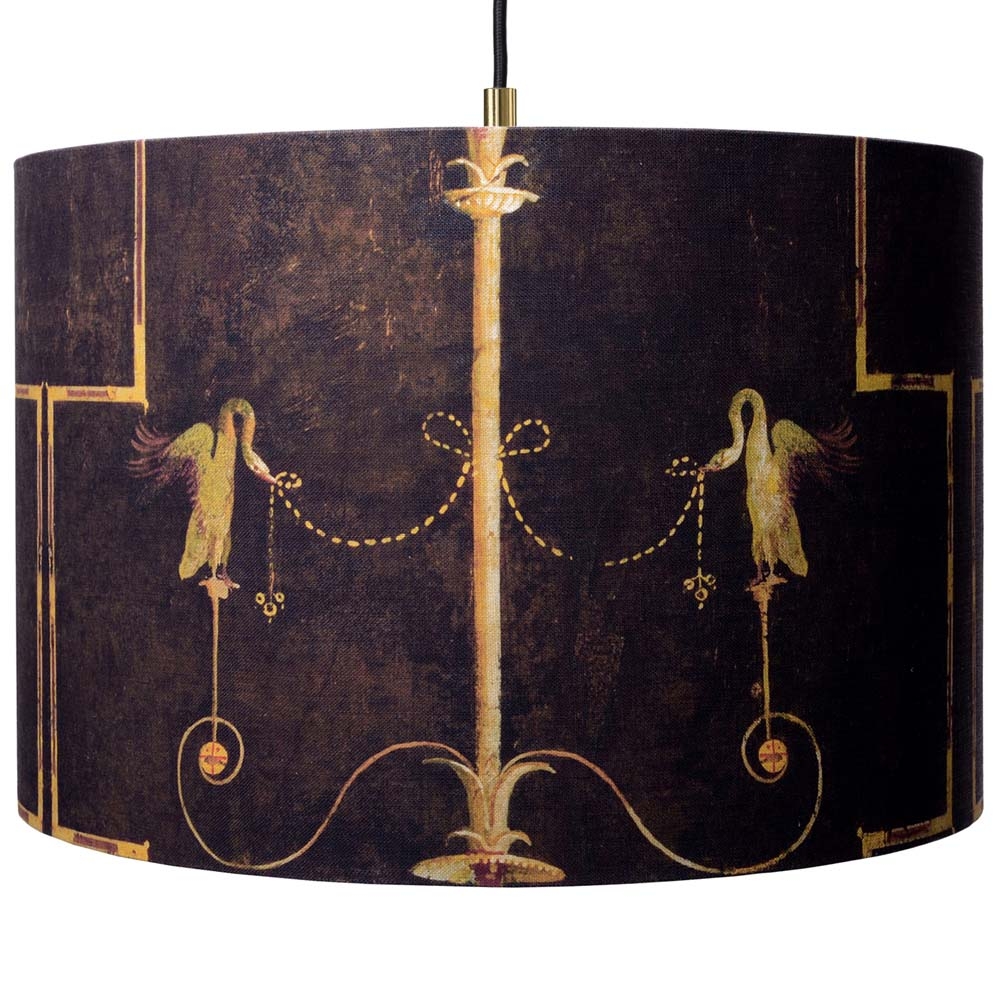 MINDTHEGAP – The Swan Pendant Light – Purple / Gold – Linen / Metallic Gold – 28cm x45cm