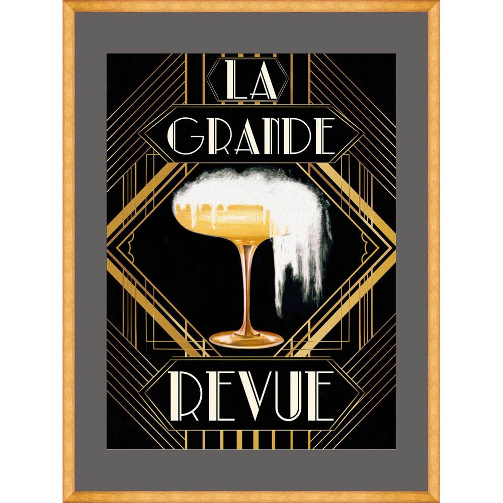 MINDTHEGAP – La Grand Revue Framed Print – LARGE – 123cm x 93cm – Black / Yellow – HDF / Glass / Paper – 123cm x 93cm x 3cm