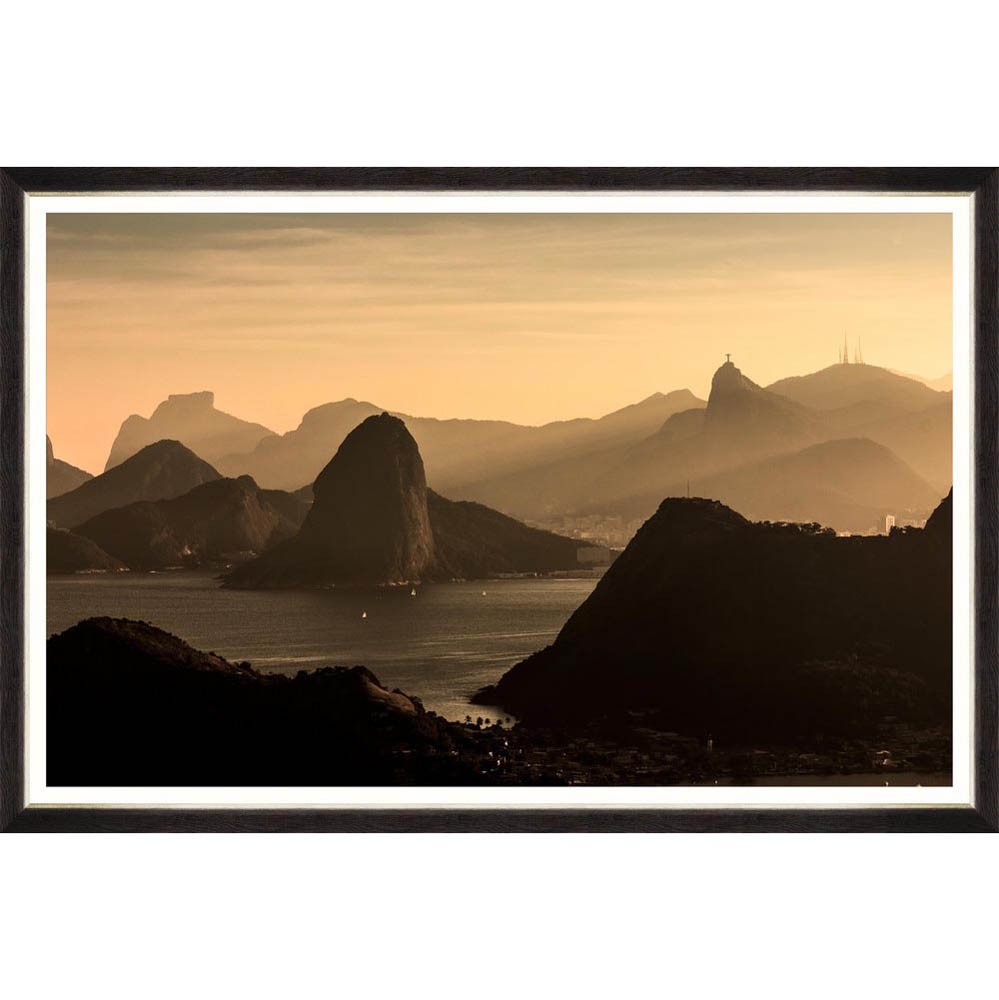 MINDTHEGAP – Sunset in Rio Framed Print – LARGE – 86cm x 126cm – Brown / Black – HDF / Glass / Paper – 86cm x 126cm x 3cm