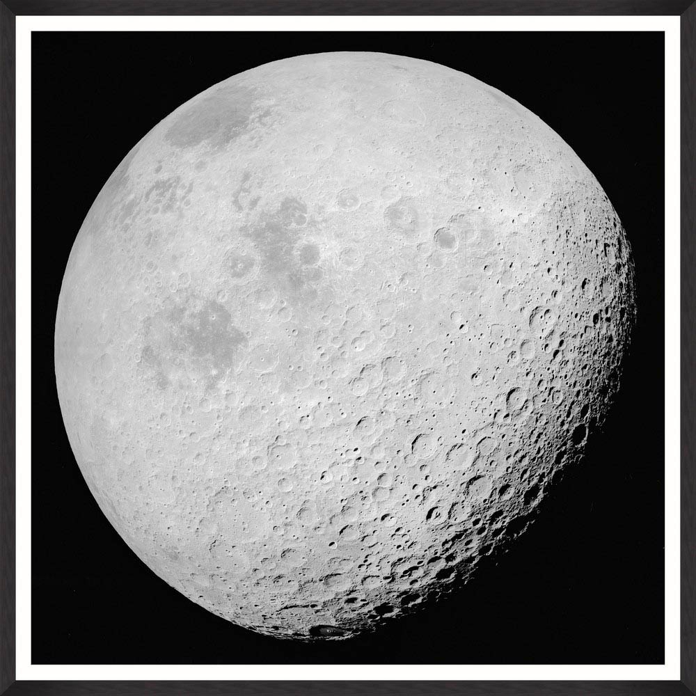 MINDTHEGAP – The Moon I Framed Print – LARGE – 96cm x 96cm – Black / White – HDF / Glass / Paper – 96cm x 96cm x 3cm