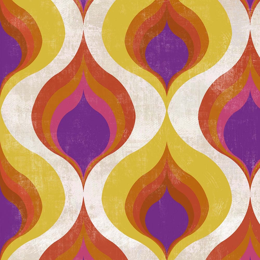 MINDTHEGAP – Ottoman Pattern Wallpaper – Purple / Yellow / White – Non-Woven – 52cm