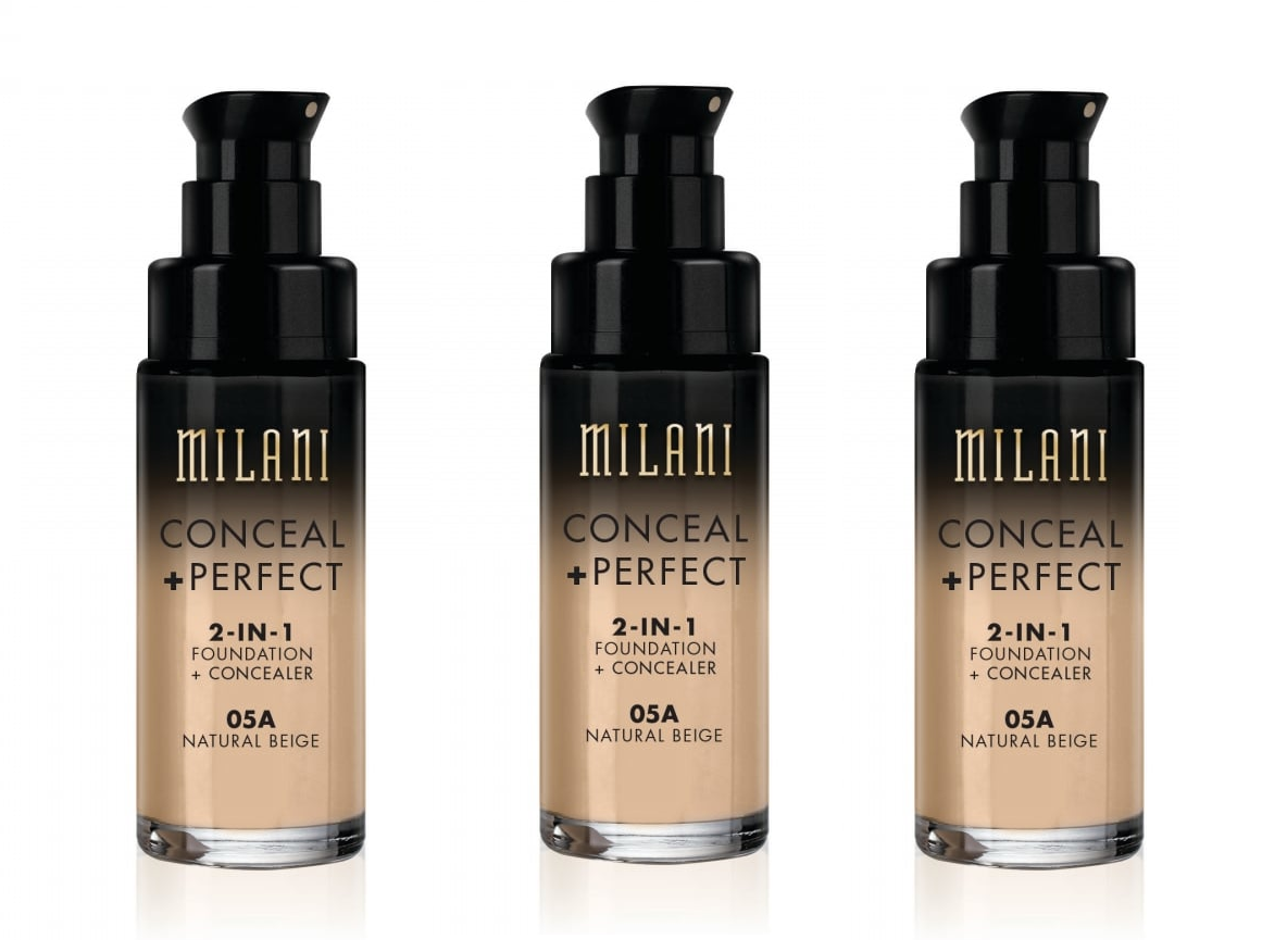 Milani Conceal And Perfect 2 In 1 Foundation + Concealer Natural Beige 30ml x3