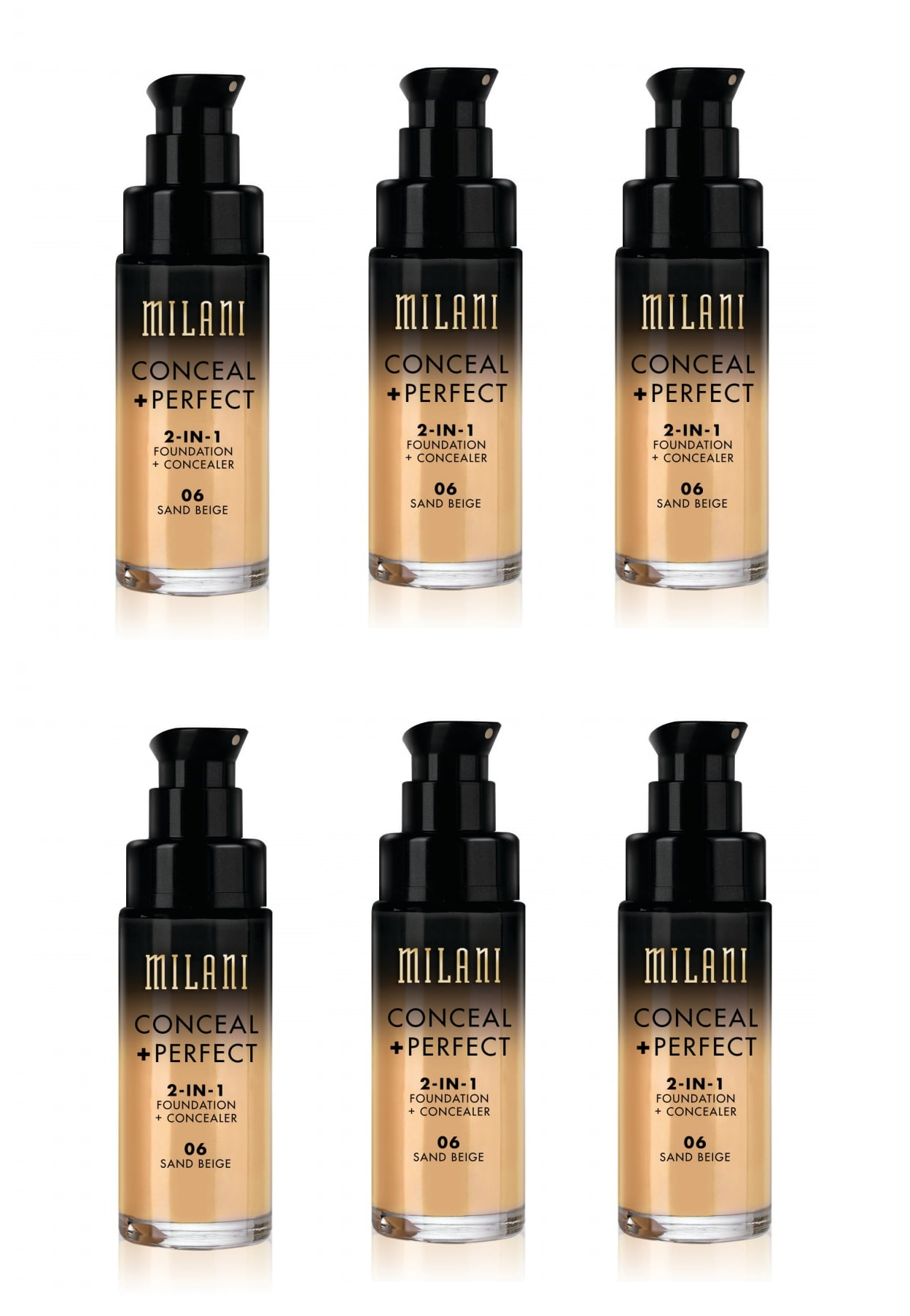 Milani Conceal And Perfect 2 In 1 Foundation + Concealer Sand Beige 30ml x6