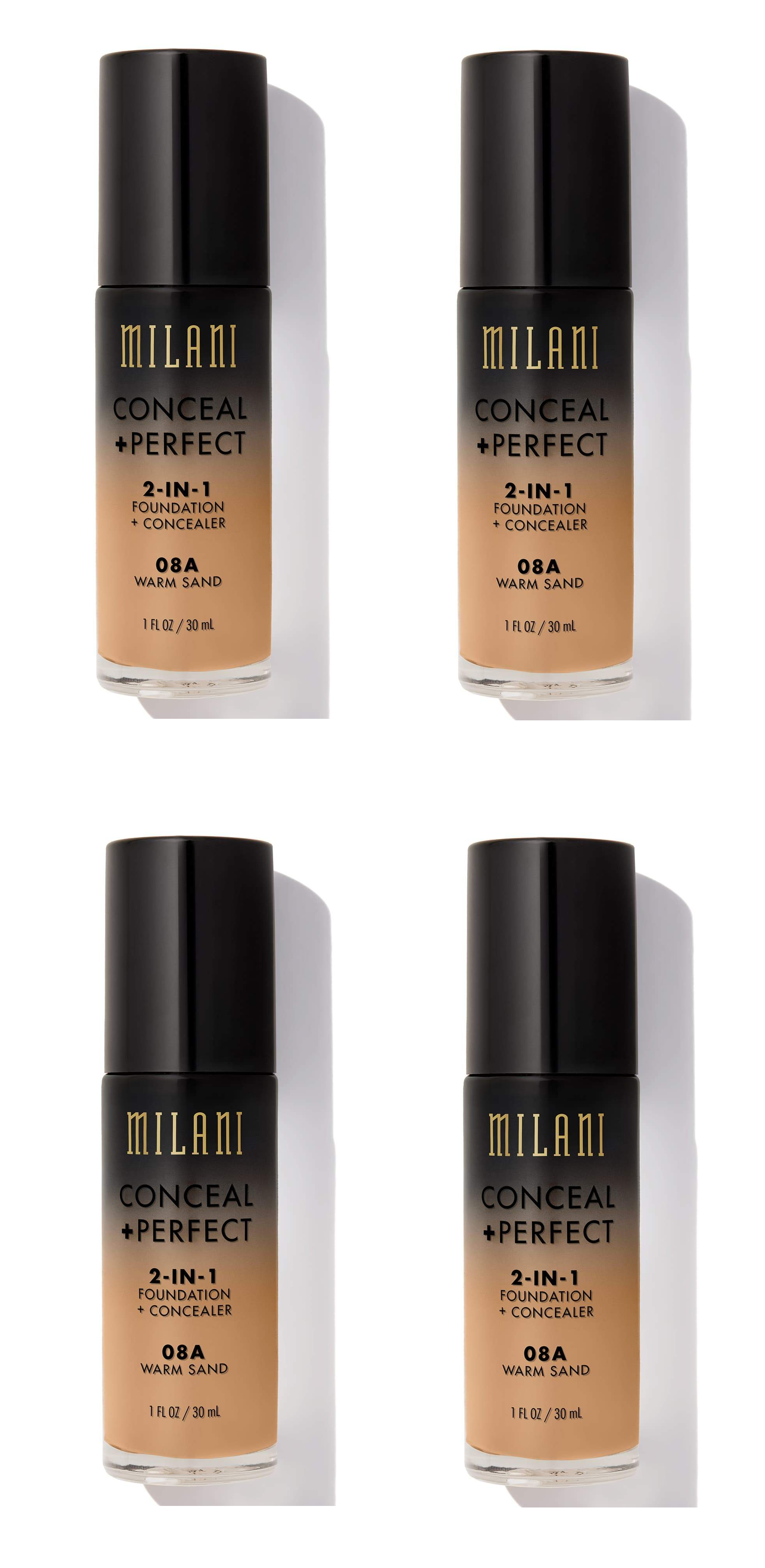 Milani Conceal And Perfect 2 In 1 Foundation + Concealer Warm Sand 30ml x4