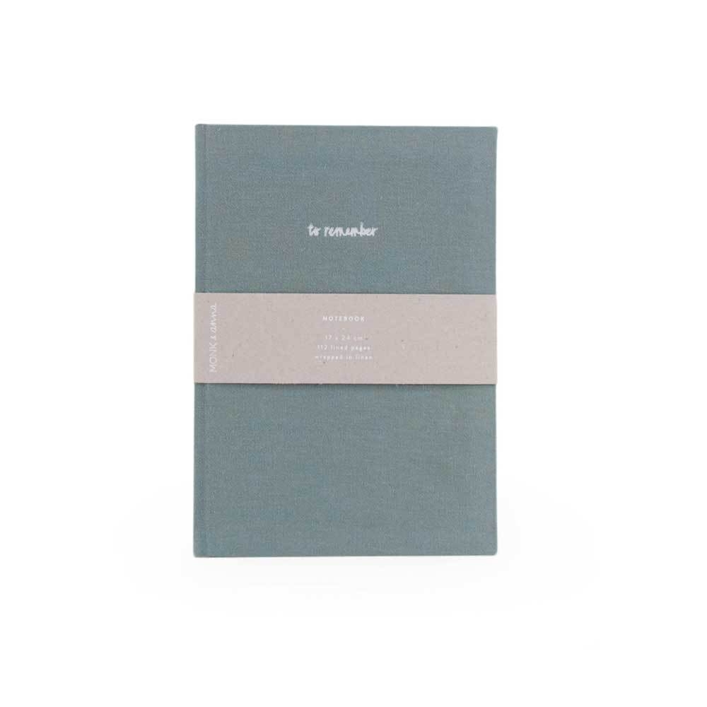 Notebook In Washed Linen Dusty Green – Monk and Anna – Folk Interiors