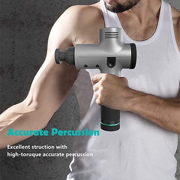 Portable Handheld Percussion Electric Body Massager,Fascia Massage Gun – Silver