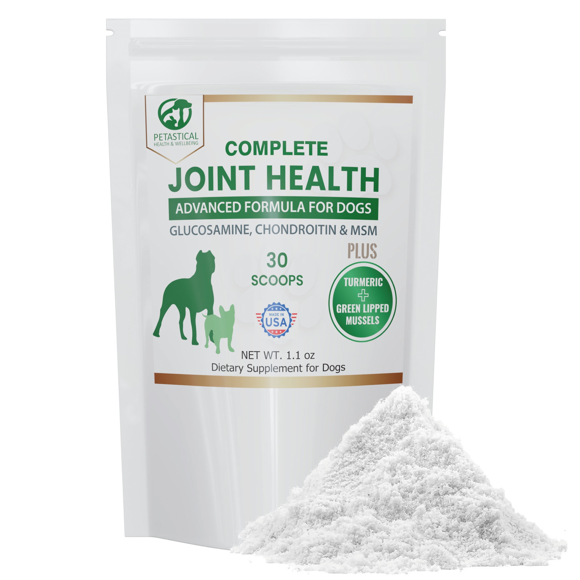Petastical Hip and Joint Powder Supplement for Dogs (30 Scoops)