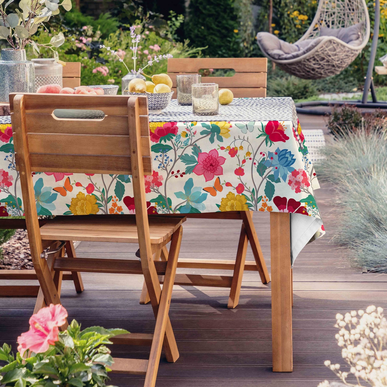 Celina Digby Luxury Outdoor Garden Tablecloth AVAILABLE IN 5 SIZES – Optional Centre Hole for Parasol Midsummer Morning XXL (300cm x 140cm)