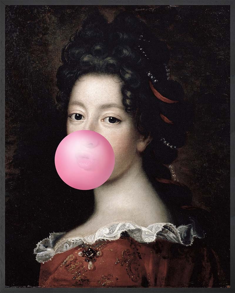 Mineheart – Bubblegum Portrait 1 Large Canvas Art – Black / Pink – Canvas / Wood – 101.6cm