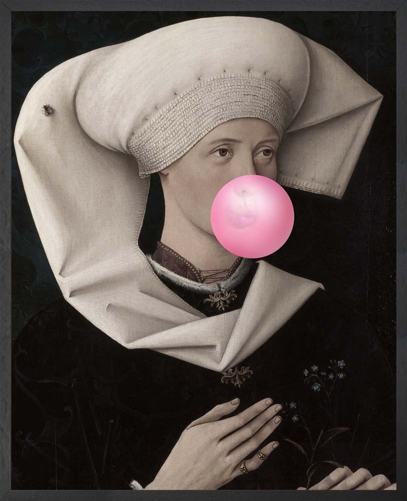 Mineheart – Bubblegum Portrait 2 Medium Canvas Art – Black / Pink – Canvas / Wood – 81.3cm