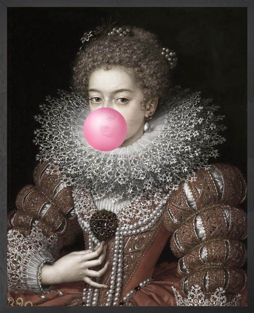 Mineheart – Bubblegum Portrait 3 Medium Canvas Art – Black / Pink – Canvas / Wood – 81.3cm