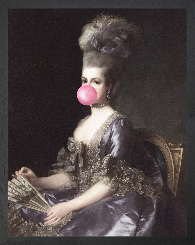 Mineheart – Bubblegum Portrait 6 Small Canvas Art – Grey / Pink – Canvas / Wood – 50.8cm