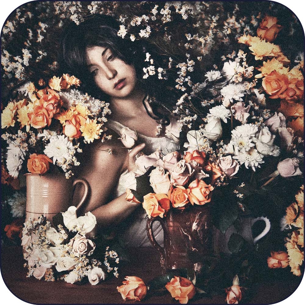 Mineheart – Rose Garden Tufted Rug – Black / Grey / Orange – Tufted Polyamide –  150cm x 150cm x 8mm
