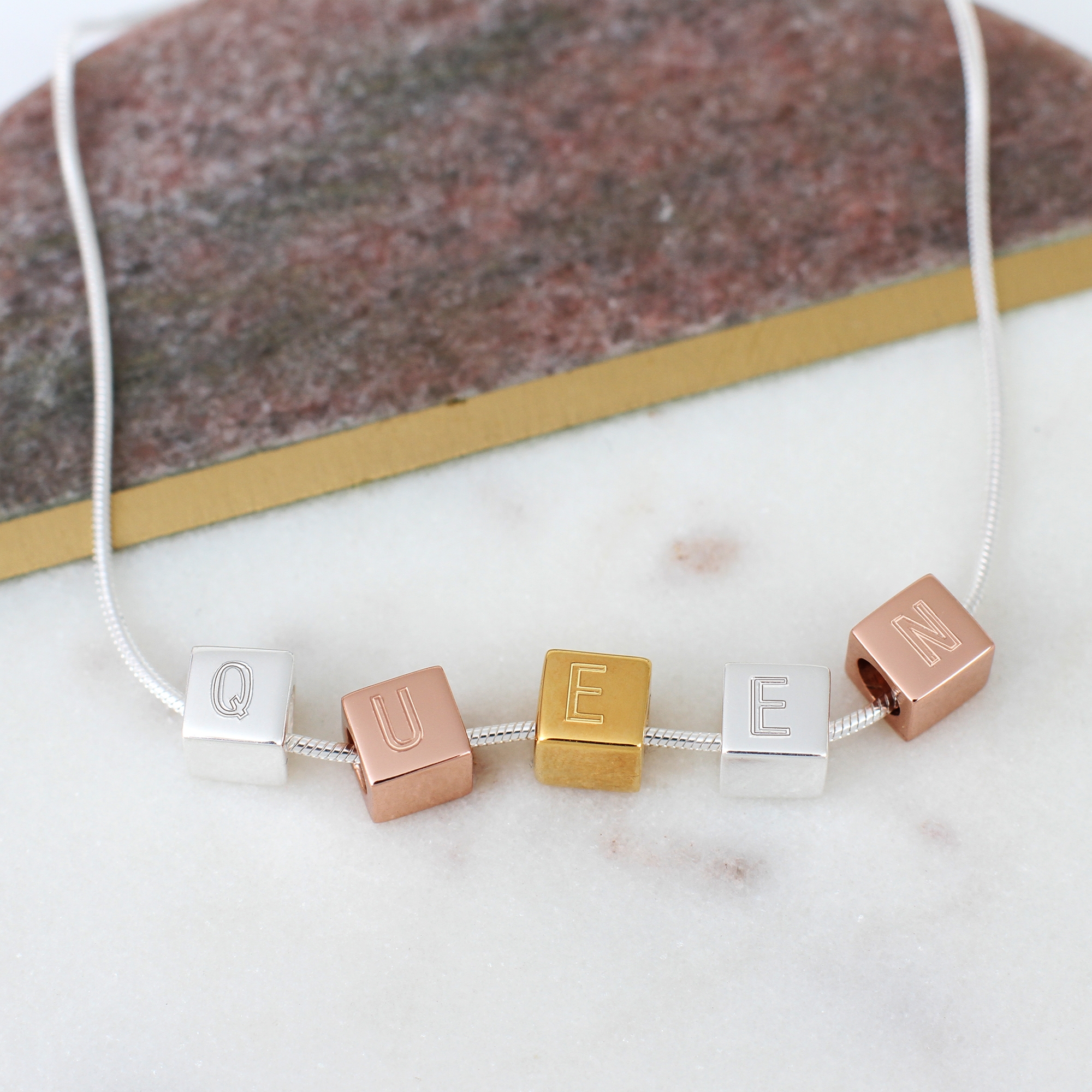 Personalised Sterling Silver Or 18ct Gold Plated Initial Cube Necklace – Hurley Burley
