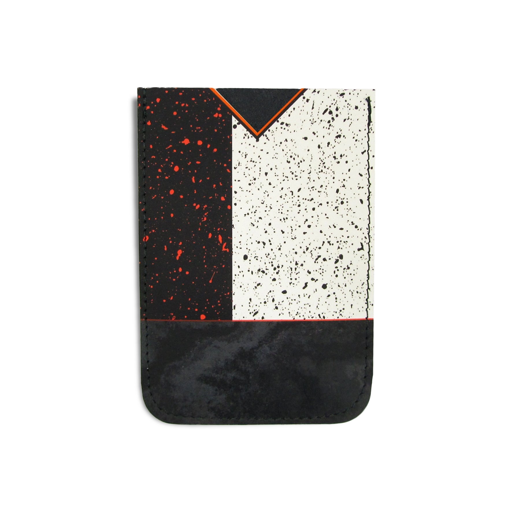 Leather Card Holder / Phone Sticker Wallet Pocket – Black and White Modernist – Standard Card Holder / Without personalisation / Black