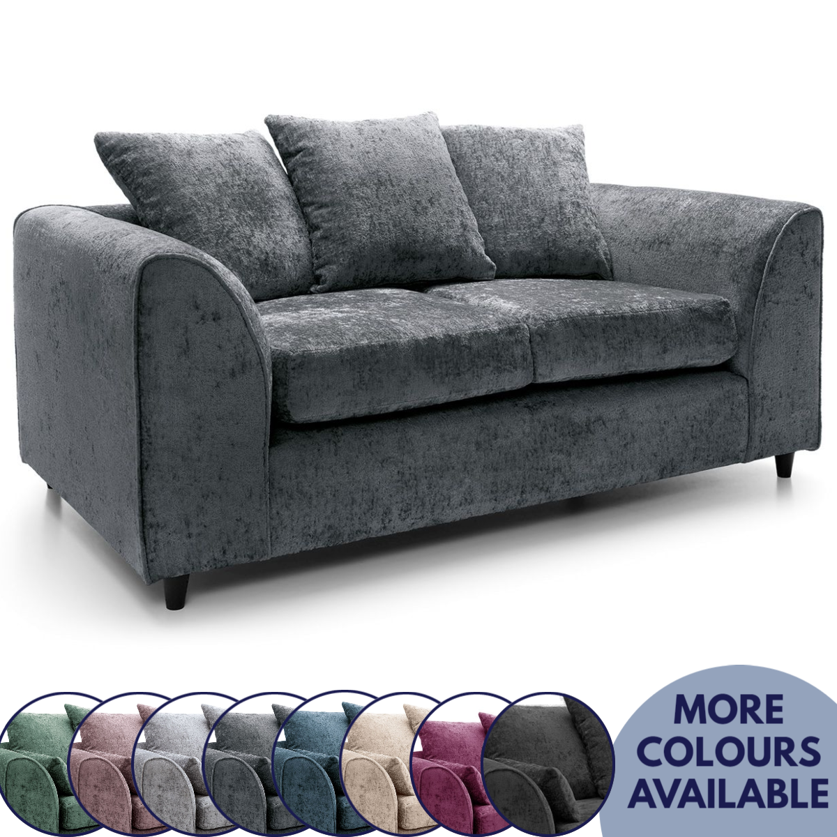Monaco Chenille Fabric 2 Seater Sofa – Purple – The Online Sofa Shop