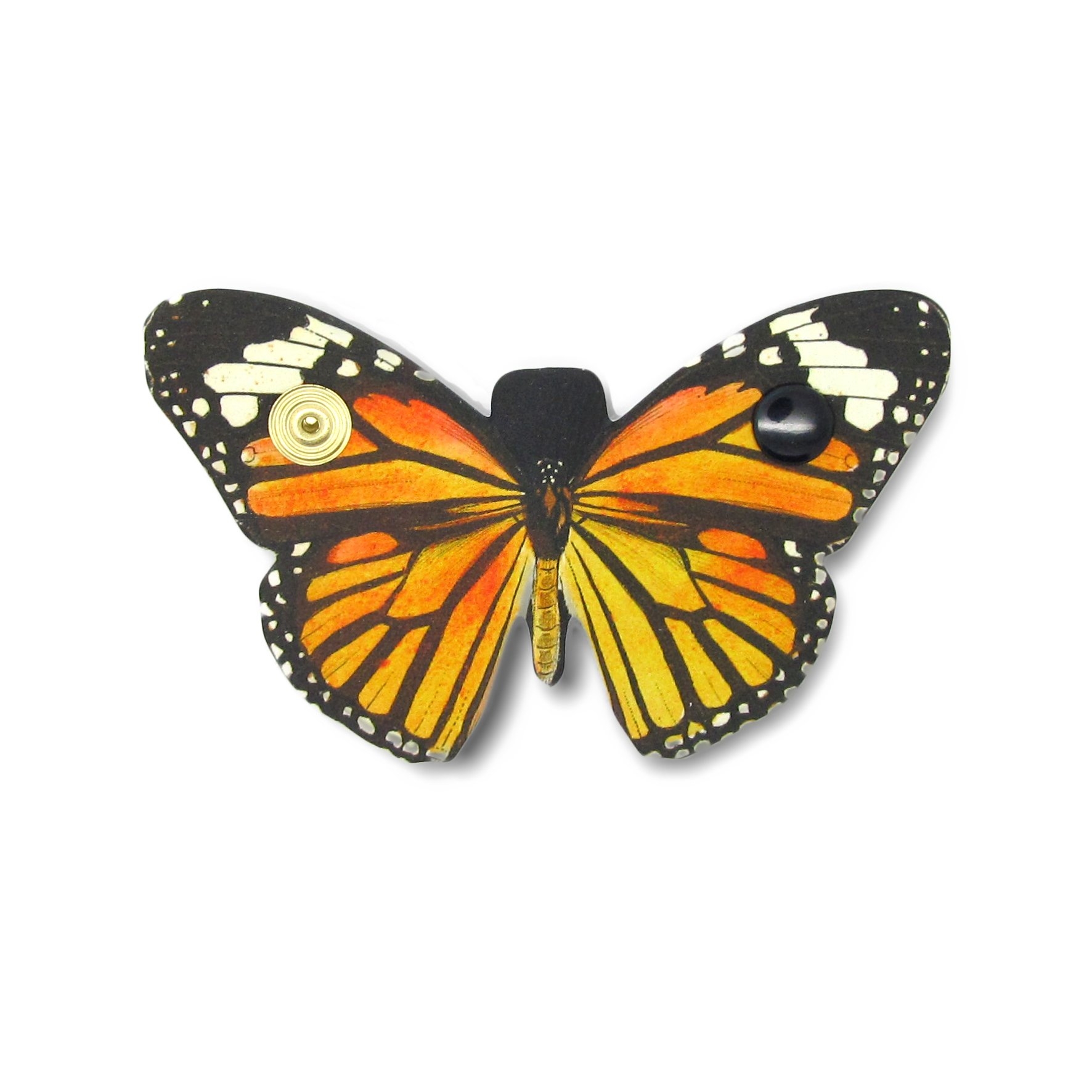 Leather Cable Tidy / Headphone Holder: Botanical Butterflies – Orange and Black / Single Cable Tidy