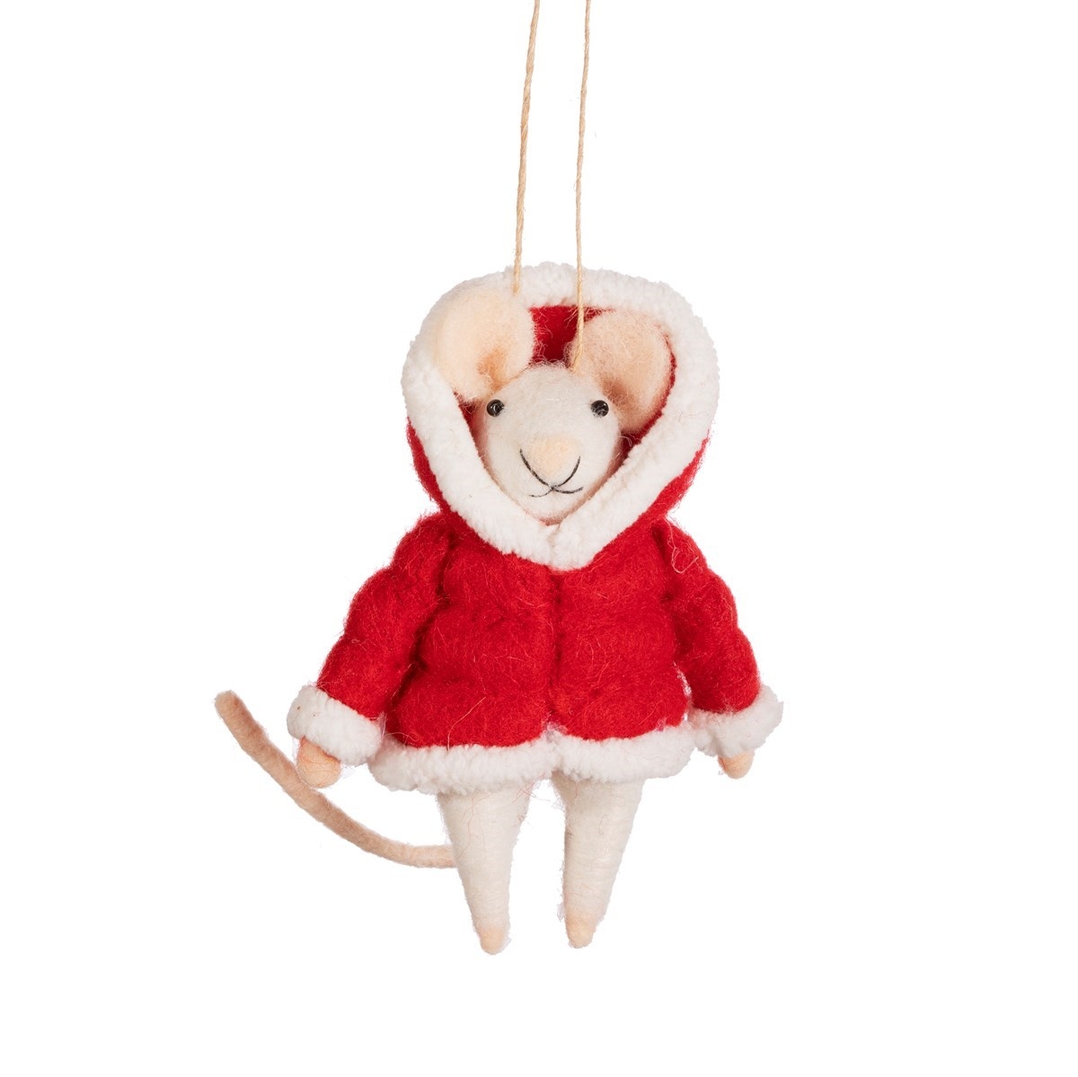 Mouse In Puffer Jacket Felt Decoration | Christmas | Planet Merch
