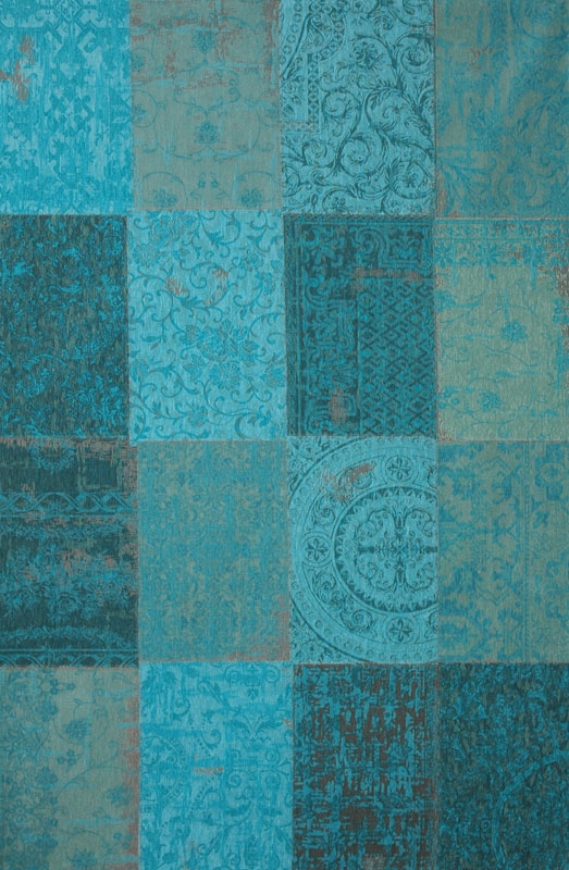 Louis De Poortere – Multi Rug – 8015 Azur – 60 x 90 – Blue – Cotton / Polyurethane – 60cm x 90cm