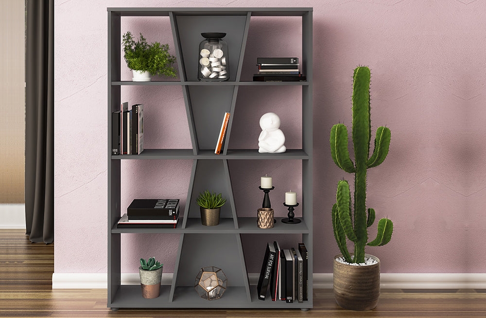 Naples Medium Bookcase Grey – Furnishop