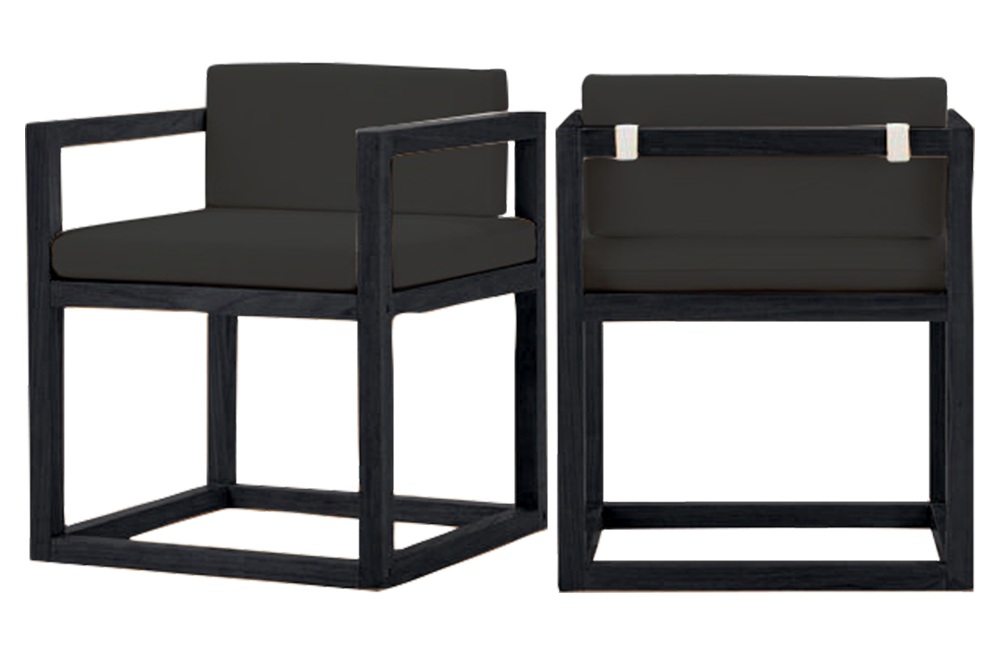 Outdoor Softwood Armchair Set of 2, Black Ash / Black – Furnishop