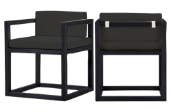Outdoor Softwood Armchair Set of 2, Black Ash / Black – Furnishop