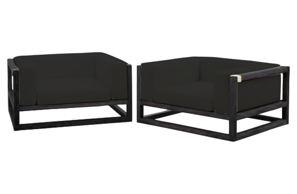 Outdoor Low 2 Seater Wooden Furniture, Black Ash / Black – Furnishop