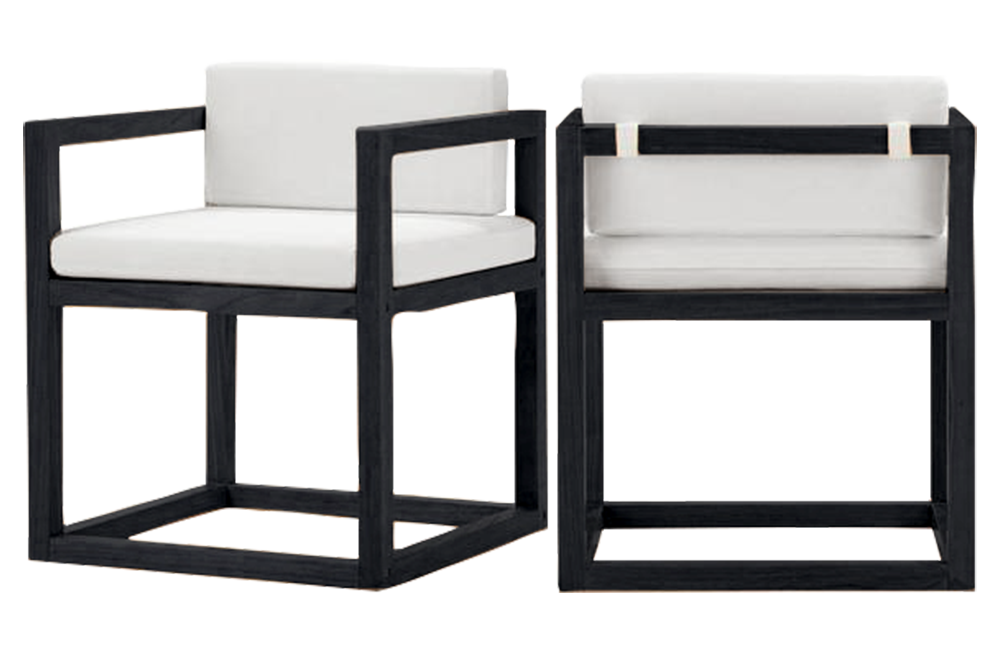 Outdoor Softwood Armchair Set of 2, Black Ash / White – Furnishop