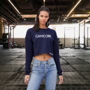 Ladies cropped crew fleece NAVY SMALL – ONNOR Limited