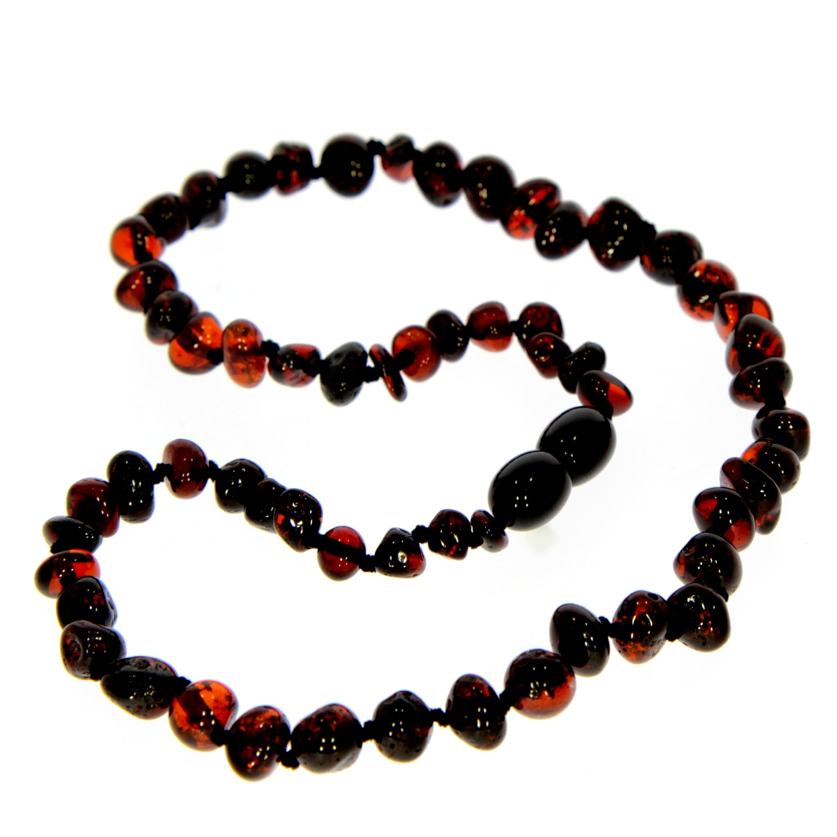 Genuine Baltic Amber Polished Baroque Beaded Necklace – Various Colours & Sizes – Cherry – 50cm – 19.7″ – SilverAmberJewellery