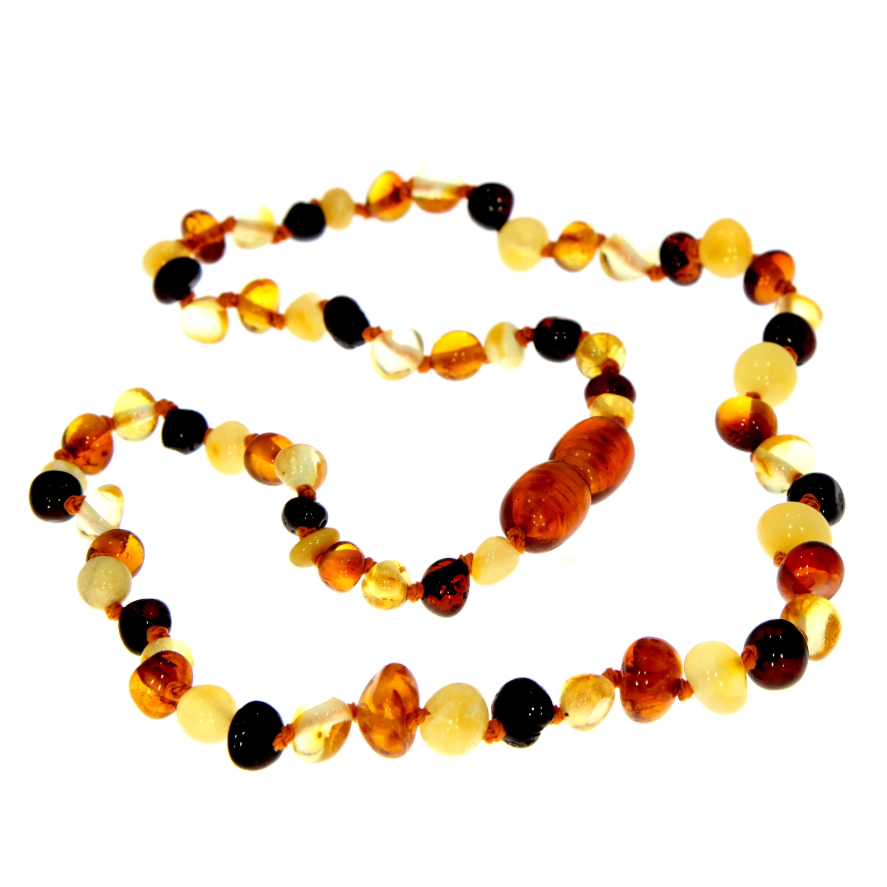 Genuine Baltic Amber Polished Baroque Beaded Necklace – Various Colours & Sizes – Mix – 50cm – 19.7″ – SilverAmberJewellery