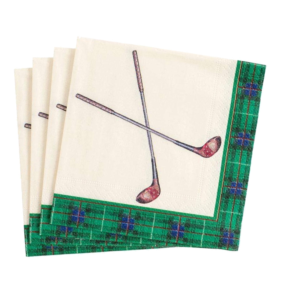 Golf Clubs Plaid Paper Beverage Napkins – Napkins2Go