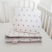 Blanket & Pillow Set Newborn Grey Stars In Pink Blue & Grey – Grey – evCushy
