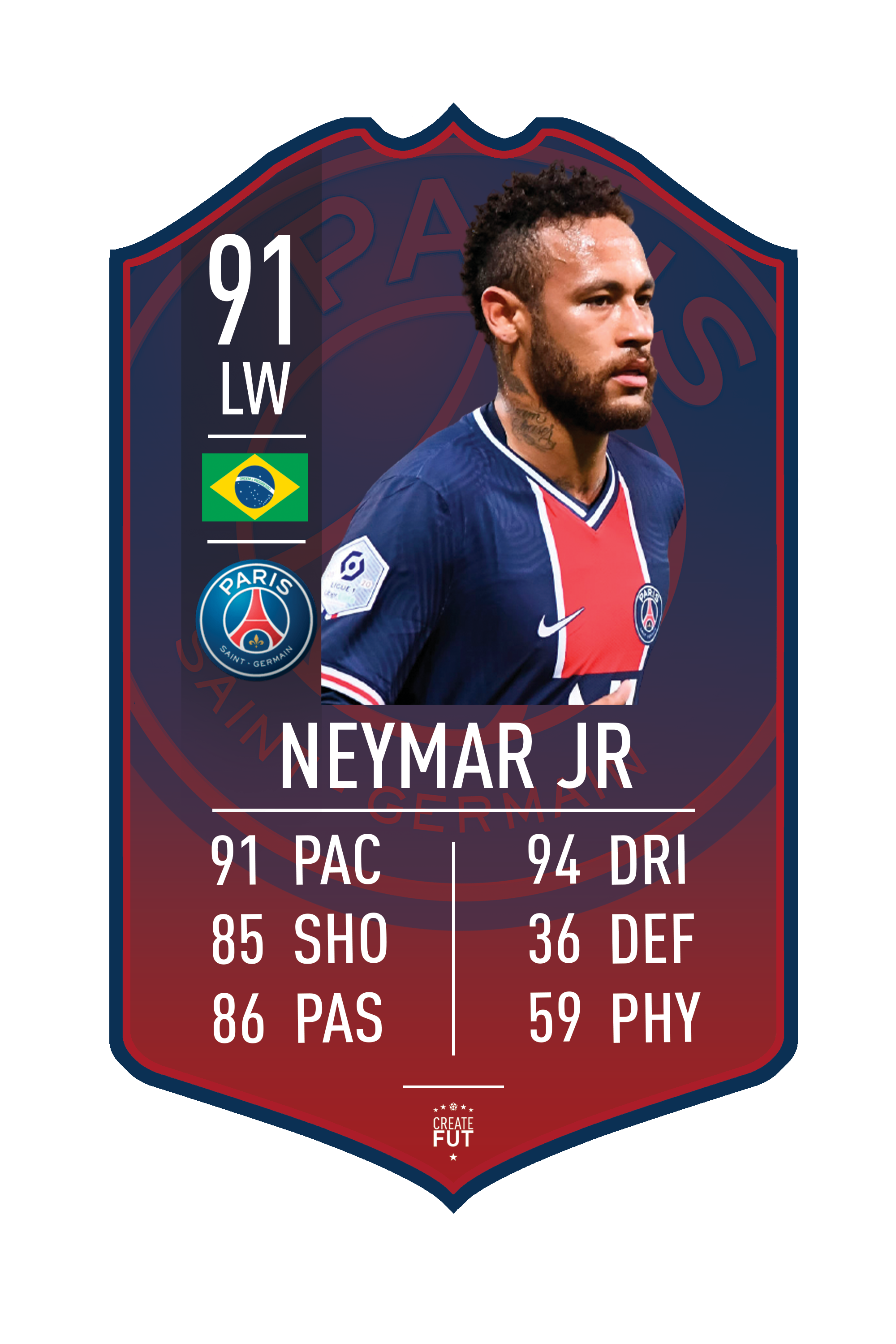 Neymar PSG pre-made card – A2 | (42cm x 59.4cm) – Fifa Ultimate Team Card – Create FUT