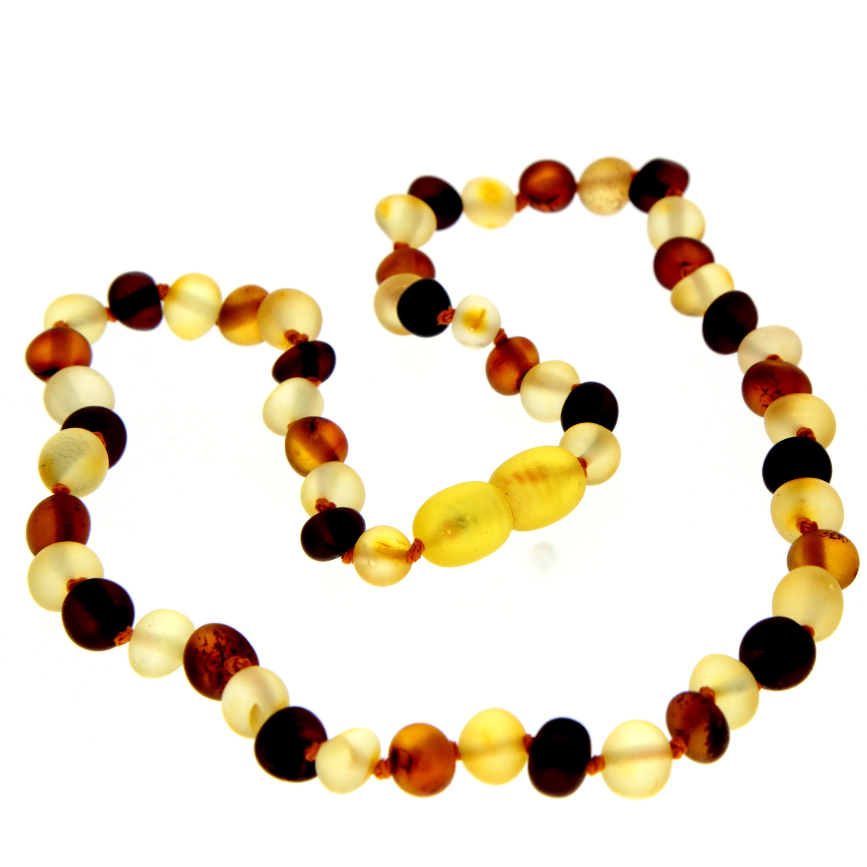 Genuine Baltic Amber Unpolished Raw Baroque Beaded Necklace – Various Colours & Sizes – Mix – 46cm – 18″ – SilverAmberJewellery